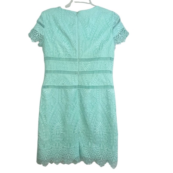 Katherine Kelly pastel green eyelet embroidered sheath dress. Size 10 GUC - Picture 4 of 7
